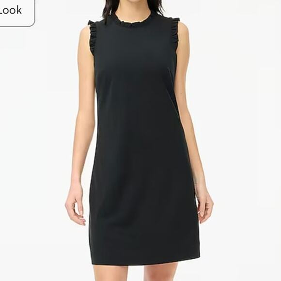 J. Crew Ruffleneck suiting dress in Black Size 0 Sheath Dress - Picture 1 of 9